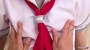 Petite Redhead Cosplay JAV Teen Gets Uncensored Creampie Deep In Tight Pussy