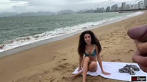 Babe Begs Cum On Tits During Beach Cock Flash