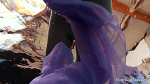 blackhaired teen aneta strips nude by the pool