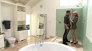 Adrianna Nicole Kneels Shower for Big Tits DP Threesome Pound