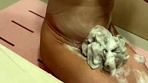 japanese wife bathes revealing cute perky tits in steamy bathroom tease