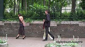 big ass brunette sub... bound and fucked outdoor public bdsm