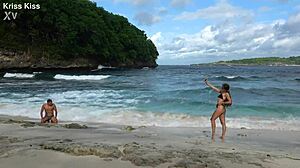 Hot Brunette Stranger Deepthroats Monster Cock on Beach Sloppy Swallow Quickie!
