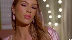 glamorous sky bri BLONDE RIPS silk lace to bare big natural shaved tits