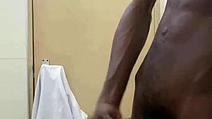 Huge load busting in public toilet bathroom