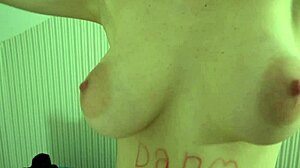 stella strips black dress, jumps her huge natural tits for dan's eyes...