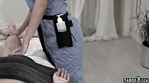blonde petite teen tricked by masseuse into fucking her perv husband