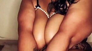Whoa, babydoll's fingering her shaved milf pussy with those pretty pearls 😍💦