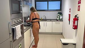 i eat out my stepmom's juicy pussy while she cooks dinner for me