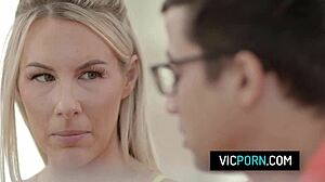 blonde teacher bunny madison skips lessons for student doggystyle ride