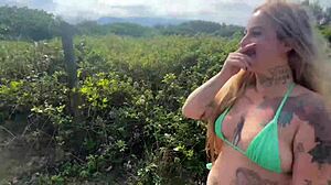 Took cuck's girl deep in woods, filled her pretty pussy with load