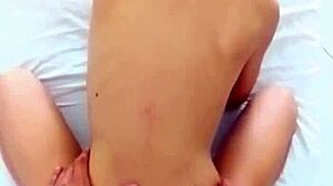 hidden phone films skinny brunette's monster cock anal creampie!