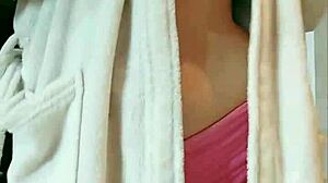 damn, pigtail student's post-shower ahegao while groping big natural tits and pussy