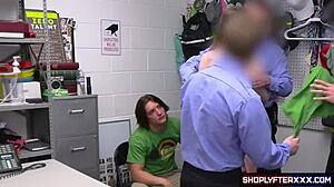 Horny shoplifter counselor deepthroats cock swallows cum to escape
