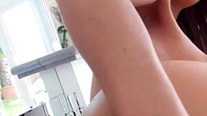 hidden phone films skinny brunette's monster cock anal creampie!