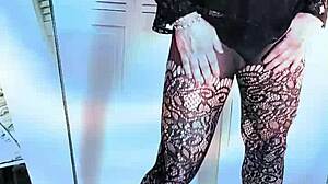 watch sissy kandi kane strip heels flashing shemale ass outdoors!