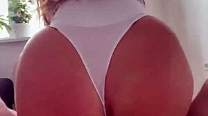 Julia fit bends over dirty anal creampie in tight white thong