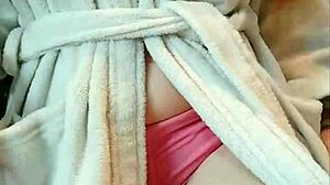 damn, pigtail student's post-shower ahegao while groping big natural tits and pussy