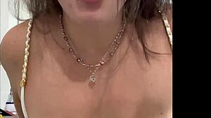 naughty colombian la paisa bends over kitchen for neighbor cumshot on big natural boobs