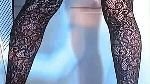 watch sissy kandi kane strip heels flashing shemale ass outdoors!