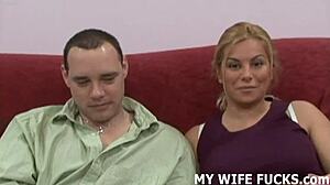 Pornstar wife cuckolds hubby with brutal femdom pounding