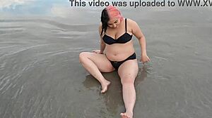 pregnant african teen belinha sensually poses belly on beach