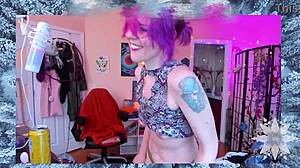 horny milf nympho masturbates big ass pussy vibrator licks cum toys girlfriend camshow