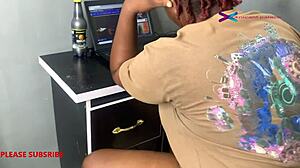 Come watch this ebony babe get ripped clothes spanked and creampied doggystyle 😍🌧️💦