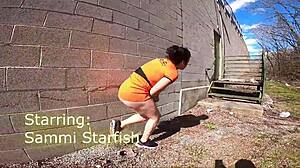 i tease my anal plugged wife in public prison skirt for rough outdoor orgasm