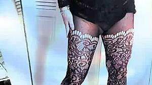 watch sissy kandi kane strip heels flashing shemale ass outdoors!