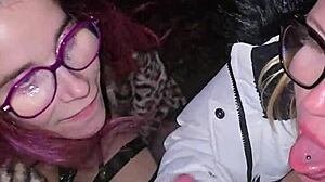 Two Sluts Deepthroat Cum Guzzling In Outdoor Garden Frenzy