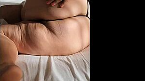 Fat Big Breasted Mature Squirts Hard in Pantyhose Using Massive Dildo on Wet Pussy