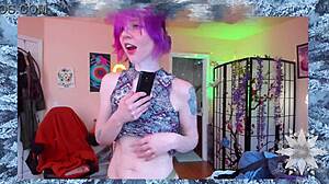 horny milf nympho masturbates big ass pussy vibrator licks cum toys girlfriend camshow