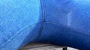 curious wife soaks her tight jeans in hot pissing play session