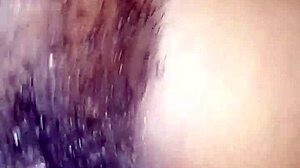 Tricked ebony housewife spreads hairy pussy for hard creampie fuck