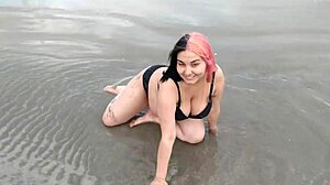 pregnant african teen belinha sensually poses belly on beach