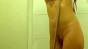 Redhead Tattooed Indian Teen Bathes in Steamy Shower