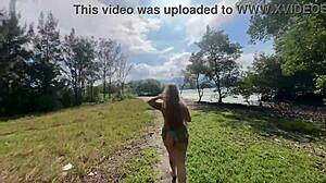 Took cuck's girl deep in woods, filled her pretty pussy with load