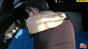 Young girl's risky freeway pov thrill