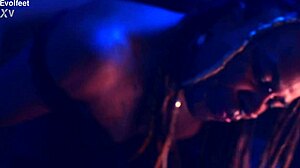 femdom spits on feet while choking big ass slave