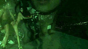 milf takes big cock pounding outdoors at night in high heels cumshot facial
