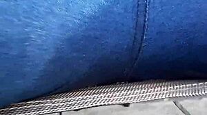 curious wife soaks her tight jeans in hot pissing play session