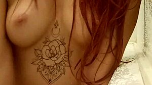 Redhead Tattooed Indian Teen Bathes in Steamy Shower