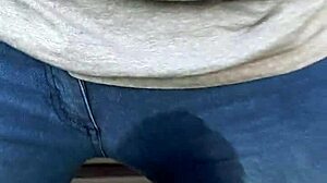 curious wife soaks her tight jeans in hot pissing play session