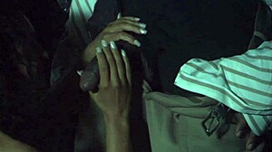 milf takes big cock pounding outdoors at night in high heels cumshot facial