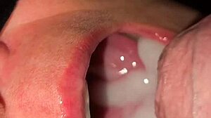 colombian sabrinafoxy gags on fan cock swallows full mouthful