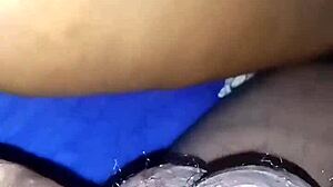Tricked ebony housewife spreads hairy pussy for hard creampie fuck