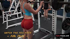 perv blonde teen hunts cock in gym shorts