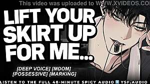 he drags you into the dressing room, dominating with deep moans in erotic roleplay