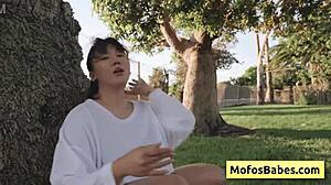 hey sexy asian teen shows off natural big boobs outdoors 😍 tomie tang charles dera